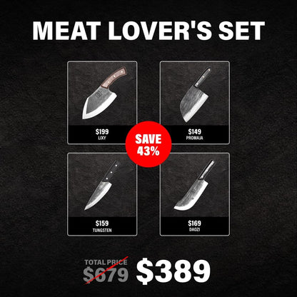 Daozi 8" Butcher Knife, Hand-Forged High-Carbon Cleaver | Heavy-duty meat cutting, slicing, chopping, brisket & BBQ. Full tang forged blade with ergonomic wood handle.