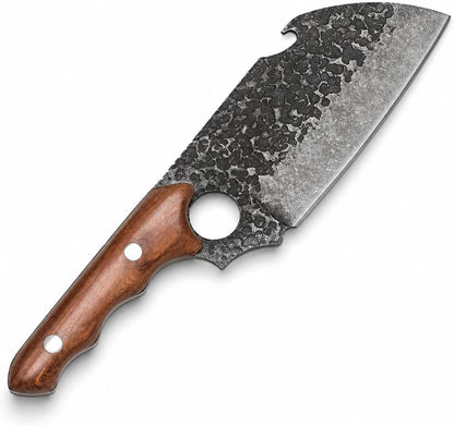 Daozi 8" Butcher Knife, Hand-Forged High-Carbon Cleaver | Heavy-duty meat cutting, slicing, chopping, brisket & BBQ. Full tang forged blade with ergonomic wood handle.