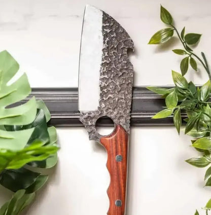 Daozi 8" Butcher Knife, Hand-Forged High-Carbon Cleaver | Heavy-duty meat cutting, slicing, chopping, brisket & BBQ. Full tang forged blade with ergonomic wood handle.