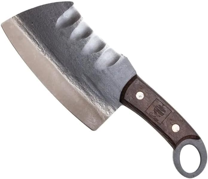 Daozi 8" Butcher Knife, Hand-Forged High-Carbon Cleaver | Heavy-duty meat cutting, slicing, chopping, brisket & BBQ. Full tang forged blade with ergonomic wood handle.