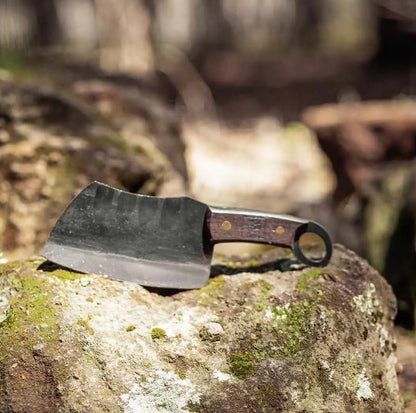 Daozi 8" Butcher Knife, Hand-Forged High-Carbon Cleaver | Heavy-duty meat cutting, slicing, chopping, brisket & BBQ. Full tang forged blade with ergonomic wood handle.
