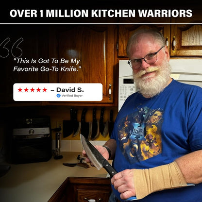 Daozi 8" Butcher Knife, Hand-Forged High-Carbon Cleaver | Heavy-duty meat cutting, slicing, chopping, brisket & BBQ. Full tang forged blade with ergonomic wood handle.