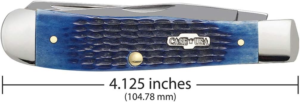 Case WR XX Pocket Knife Trapper Caribbean Blue Jig Bone Item #25592 - (6254 SS) - Length Closed: 4 1/8 Inches