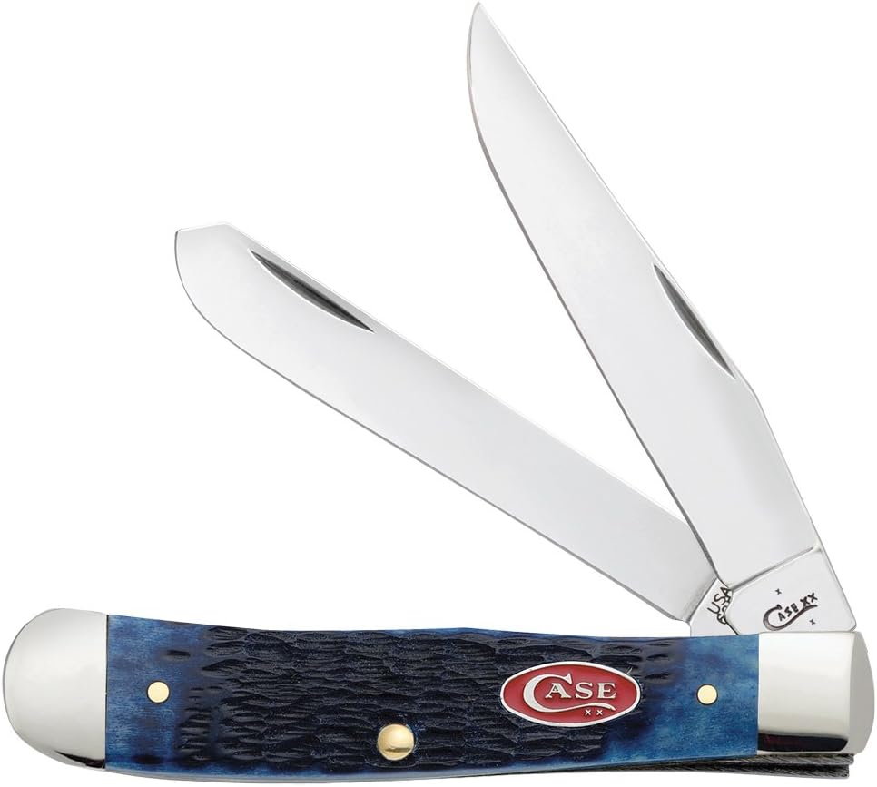 Case WR XX Pocket Knife Trapper Caribbean Blue Jig Bone Item #25592 - (6254 SS) - Length Closed: 4 1/8 Inches
