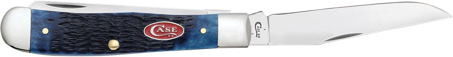 Case WR XX Pocket Knife Trapper Caribbean Blue Jig Bone Item #25592 - (6254 SS) - Length Closed: 4 1/8 Inches