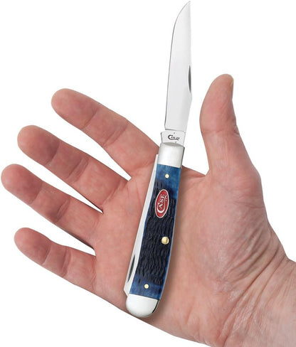Case WR XX Pocket Knife Trapper Caribbean Blue Jig Bone Item #25592 - (6254 SS) - Length Closed: 4 1/8 Inches