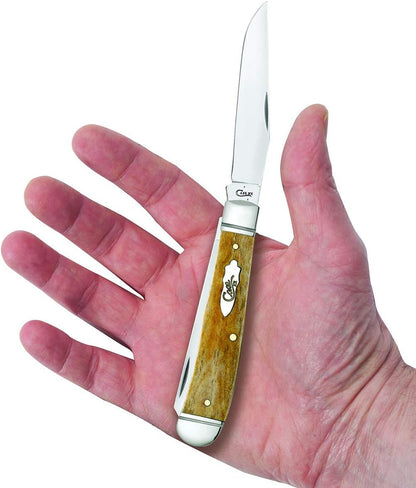 Case WR XX Pocket Knife Trapper Caribbean Blue Jig Bone Item #25592 - (6254 SS) - Length Closed: 4 1/8 Inches