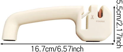 Pull-Through Knife Sharpener with 2 Stages - Coarse and Fine Sharpening Tool for Kitchen Knives, Scissors - Multi-Functional Manual Handheld with Non-Slip Base (Grey)