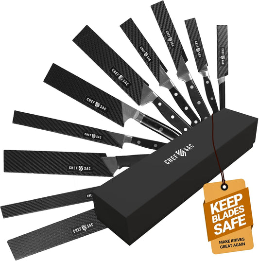 Knife Edge Guards, Universal Knife Sheath Covers, Professional Kitchen Chef Knife Protector Set, Blade Guard, BPA-Free ABS Plastic, Non-Scratch Felt Lining (10-Pack)