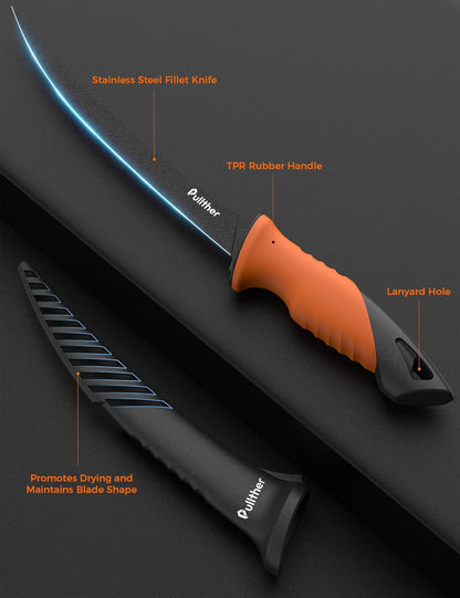 9Inch Fillet Knife for fish,Stainless Steel Fishing Knife | Stainless Steel with Corrosion Resistant Coated Fishing Gear