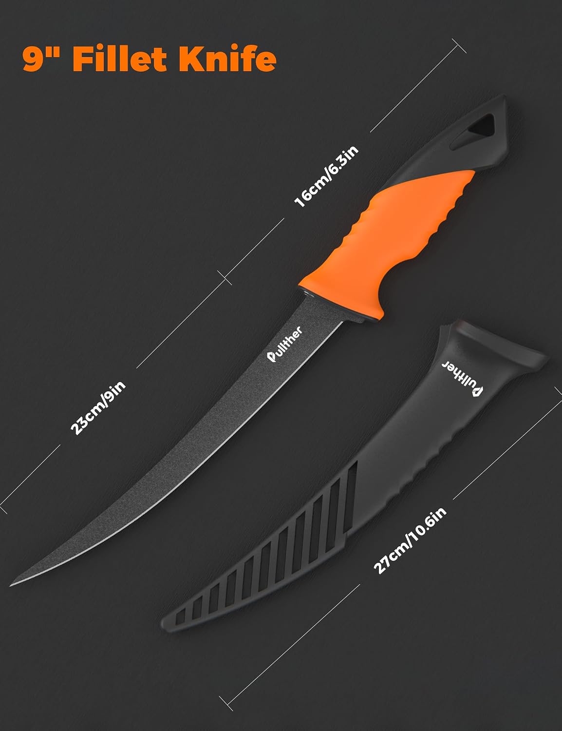 9Inch Fillet Knife for fish,Stainless Steel Fishing Knife | Stainless Steel with Corrosion Resistant Coated Fishing Gear