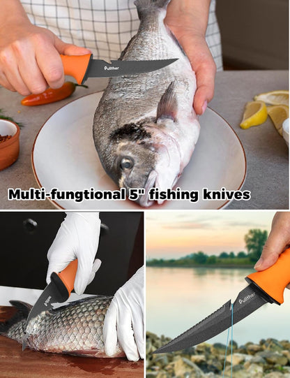 9Inch Fillet Knife for fish,Stainless Steel Fishing Knife | Stainless Steel with Corrosion Resistant Coated Fishing Gear