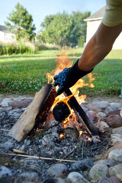 BBQ Outdoor Grill Gloves Kitchen Ove Mitts | 1472 F High Temp Resistance, Non-Slip, Comfort, Extra Long, with Rope