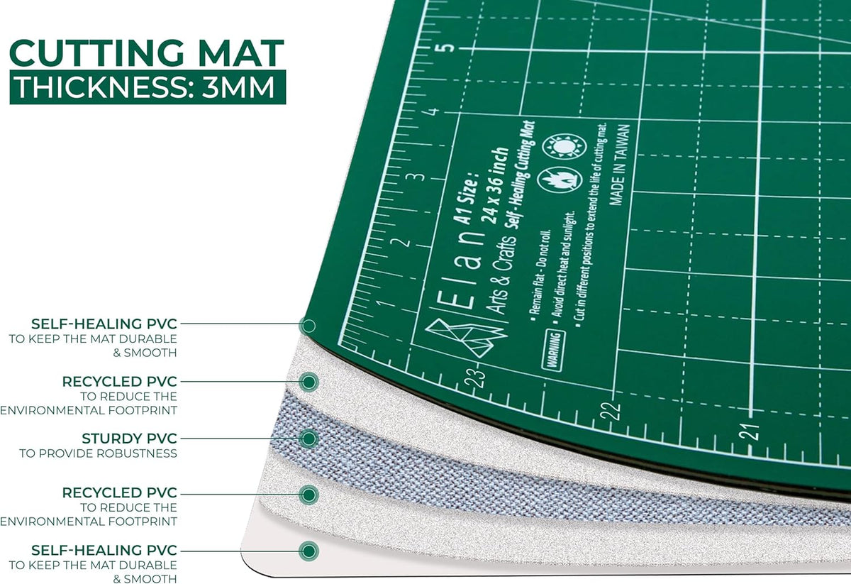 Cutting Mat A4 Green, Self Healing Cutting Mat 9x12 Inch, 5-Ply Craft Board Green, Hobby Board for Crafts 9x12 Inch