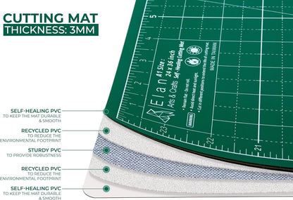 Cutting Mat A4 Green, Self Healing Cutting Mat 9x12 Inch, 5-Ply Craft Board Green, Hobby Board for Crafts 9x12 Inch