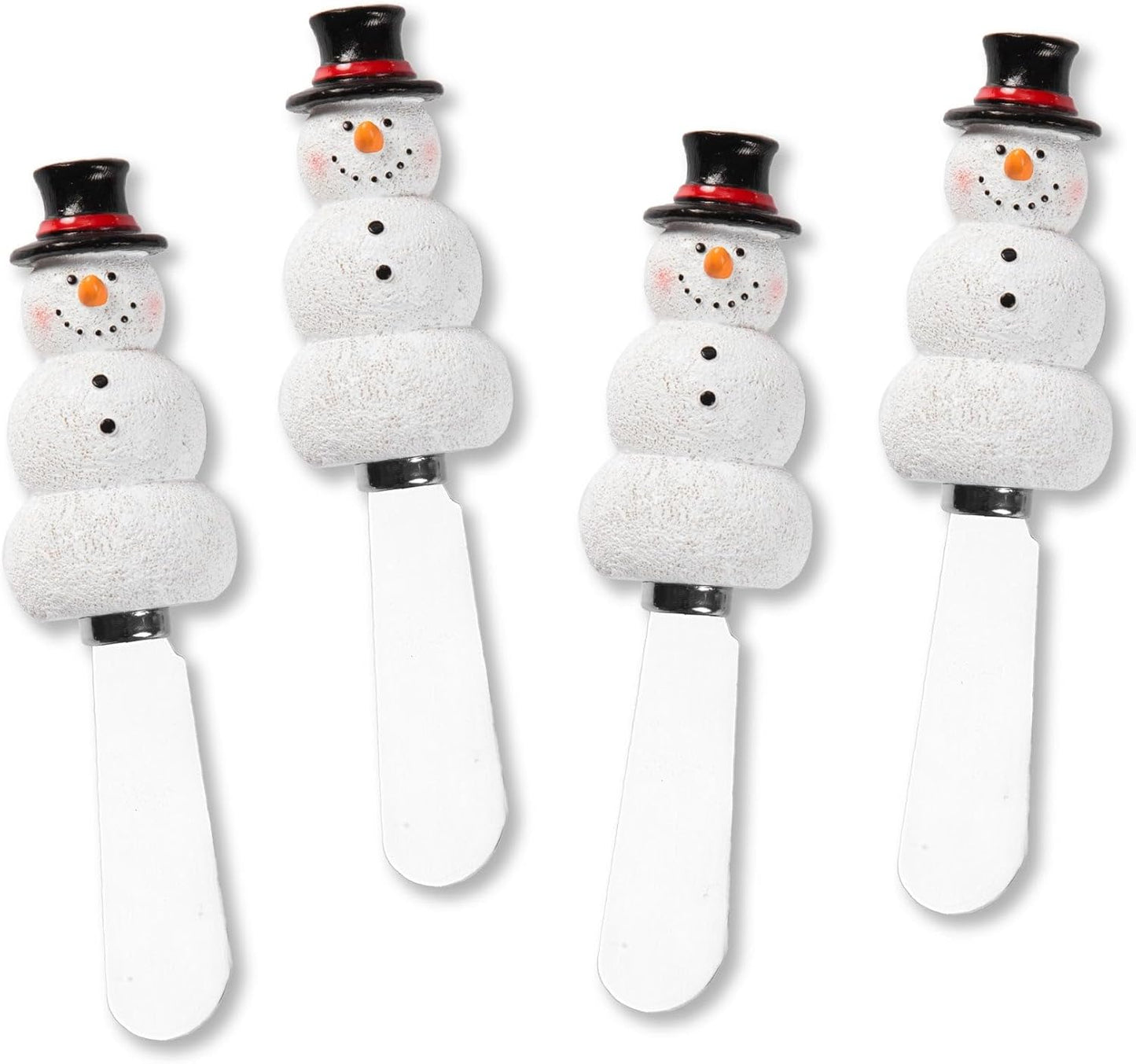 Sugar Cookie Themed Cheese Spreaders, Hand-Painted Resin Handles with Stainless Steel Blades for Spreading Cream Cheese, Butter, and Jam, Assorted Designs, Set of 4