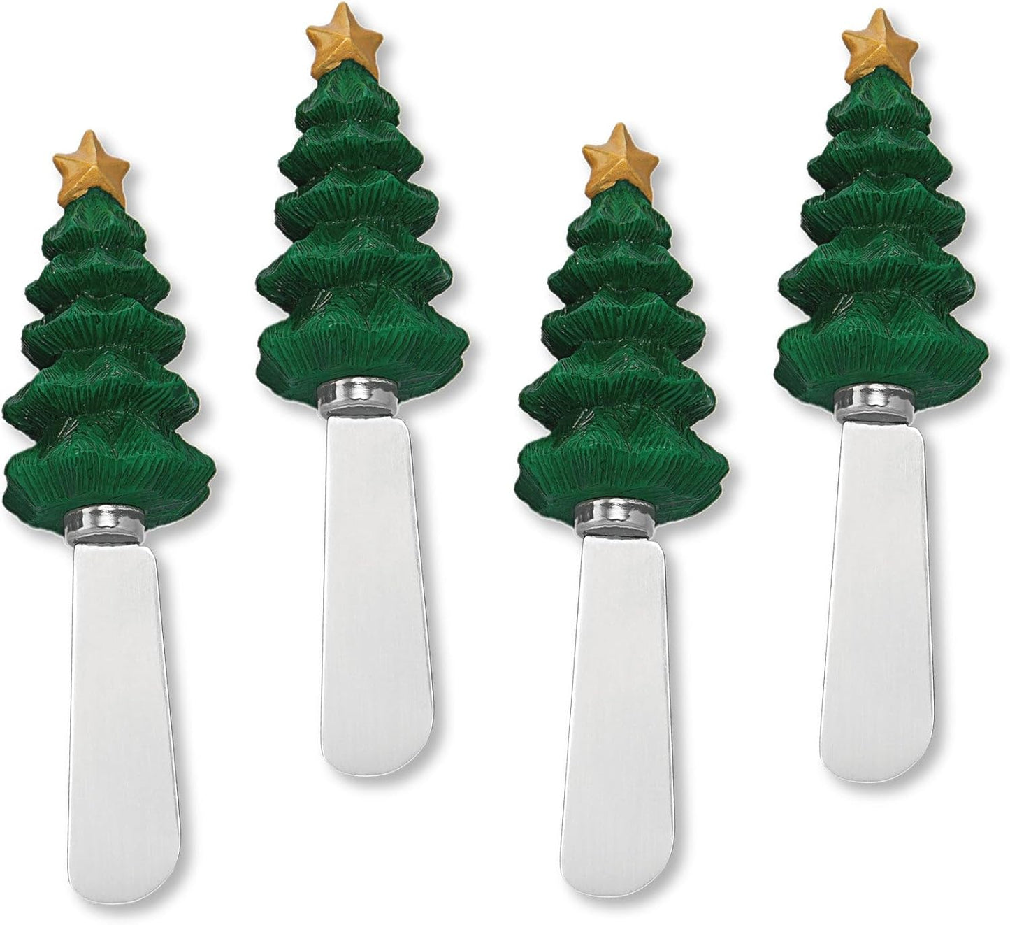 Sugar Cookie Themed Cheese Spreaders, Hand-Painted Resin Handles with Stainless Steel Blades for Spreading Cream Cheese, Butter, and Jam, Assorted Designs, Set of 4