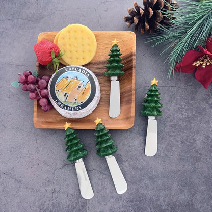 Sugar Cookie Themed Cheese Spreaders, Hand-Painted Resin Handles with Stainless Steel Blades for Spreading Cream Cheese, Butter, and Jam, Assorted Designs, Set of 4