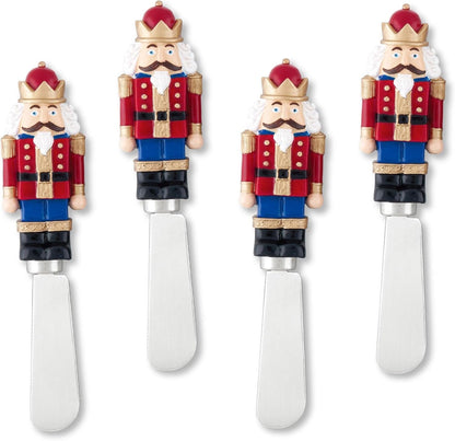 Sugar Cookie Themed Cheese Spreaders, Hand-Painted Resin Handles with Stainless Steel Blades for Spreading Cream Cheese, Butter, and Jam, Assorted Designs, Set of 4