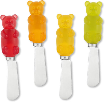 Sugar Cookie Themed Cheese Spreaders, Hand-Painted Resin Handles with Stainless Steel Blades for Spreading Cream Cheese, Butter, and Jam, Assorted Designs, Set of 4