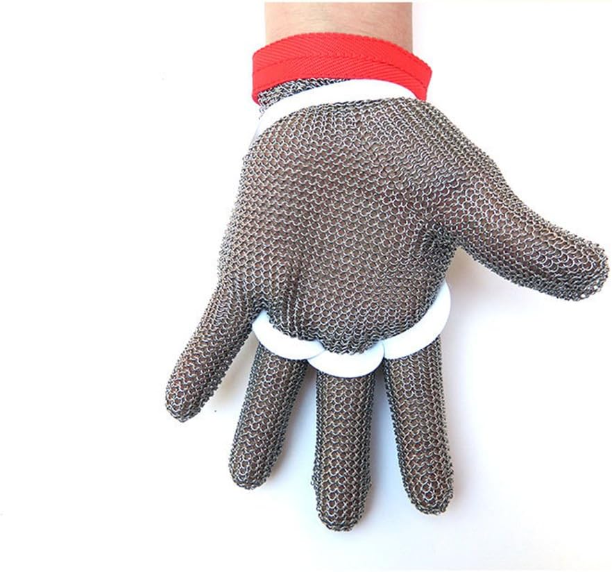 Inf-way 304L Brushed Stainless Steel Mesh Cut Resistant Chain Mail Gloves Kitchen Butcher Working Safety Glove 1pcs