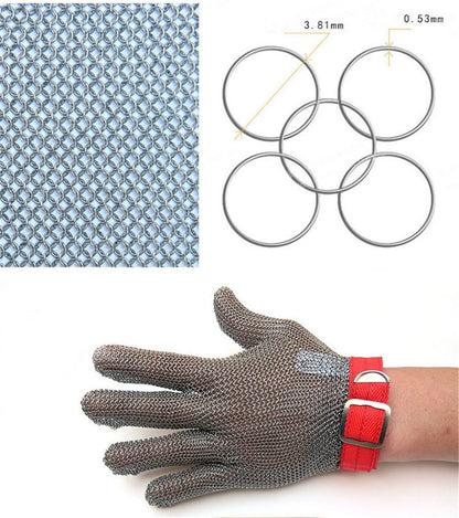 Inf-way 304L Brushed Stainless Steel Mesh Cut Resistant Chain Mail Gloves Kitchen Butcher Working Safety Glove 1pcs