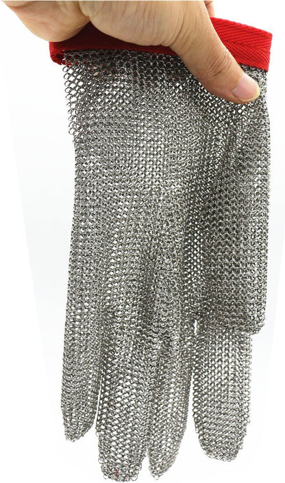 Inf-way 304L Brushed Stainless Steel Mesh Cut Resistant Chain Mail Gloves Kitchen Butcher Working Safety Glove 1pcs