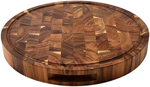 Wood End Grain Cutting Boards Wooden Butcher Block Meat Cutting Wood Thick Board Round Wood Chopping Boards, Brown