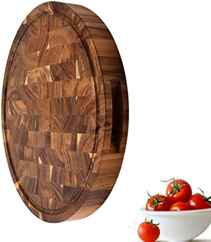 Wood End Grain Cutting Boards Wooden Butcher Block Meat Cutting Wood Thick Board Round Wood Chopping Boards, Brown