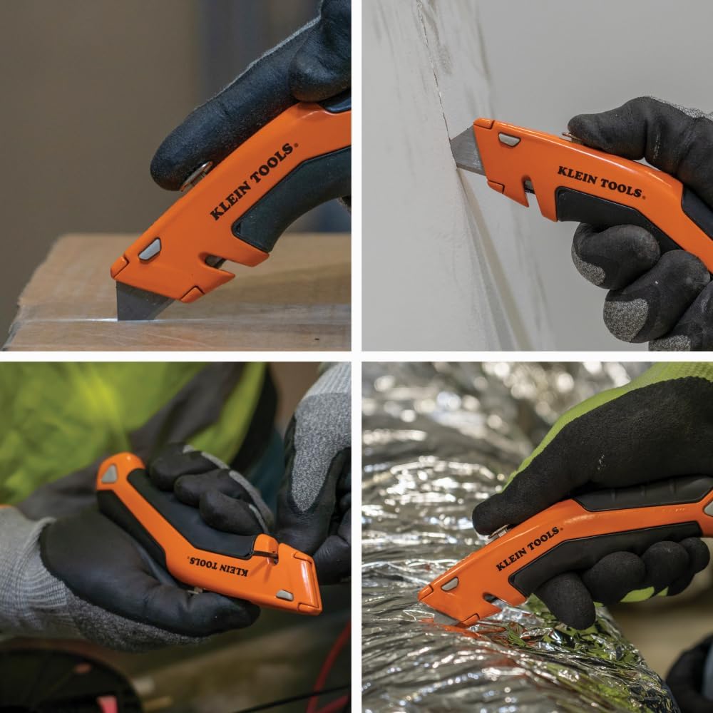 44133 Heavy Duty Utility Knife, Retractable, Adjustable, with Wire Stripper, Klein-Kurve Handle