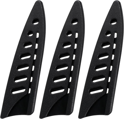 3 Pcs Safety Sleeves, 3 x 3.5 Inch Knife Sheath Blade Protector, Knife Cover, Plastic Knives Guards for Kitchen, Black Kitchen Knives Protector Sleeve