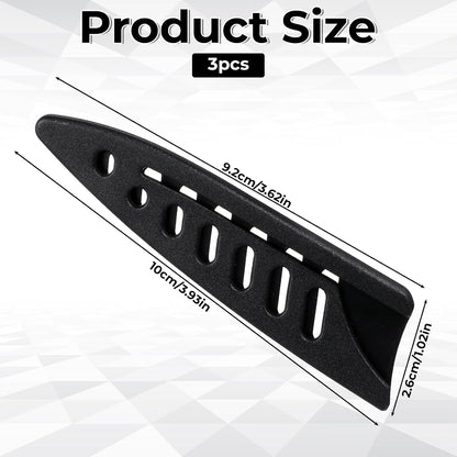 3 Pcs Safety Sleeves, 3 x 3.5 Inch Knife Sheath Blade Protector, Knife Cover, Plastic Knives Guards for Kitchen, Black Kitchen Knives Protector Sleeve