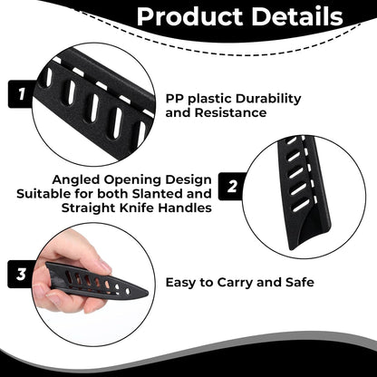 3 Pcs Safety Sleeves, 3 x 3.5 Inch Knife Sheath Blade Protector, Knife Cover, Plastic Knives Guards for Kitchen, Black Kitchen Knives Protector Sleeve