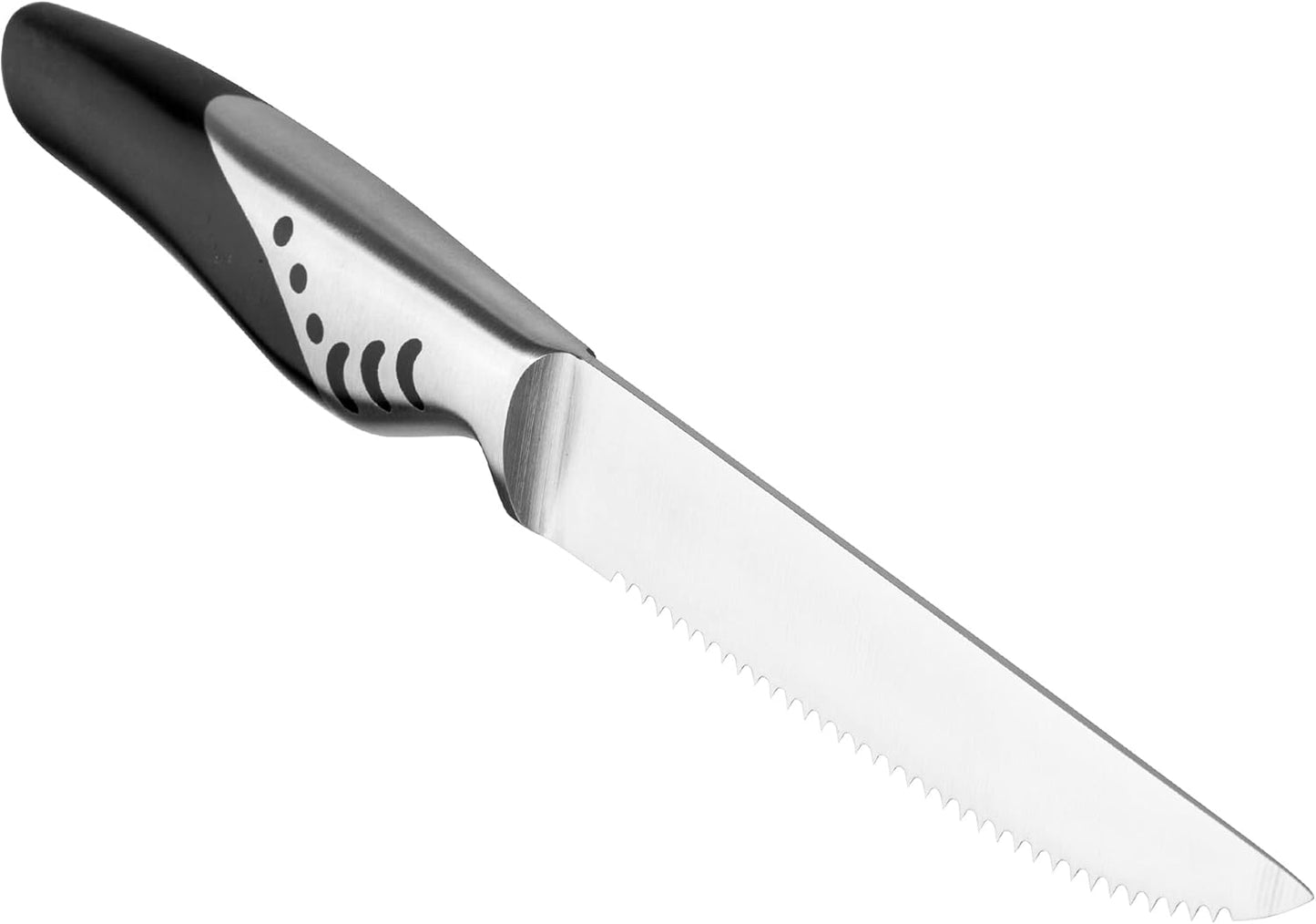 Steak Knives Set of 8, Serrated German Steel, Pakkawood Handles | 4.7-inch Serrated High-carbon Stainless Steel Blades, Full Tang, Comfortable Grips