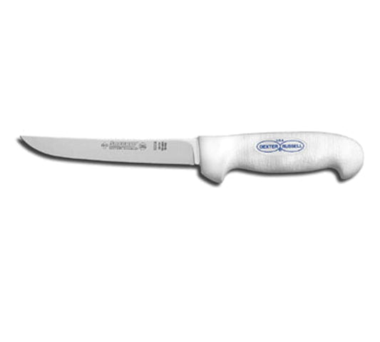 SG136PCP SofGrip (24013) Boning Knife, 6", wide, DEXSTEEL stain-free, high-carbon steel, non-slip, white, soft rubber grip handle, Perfect Cutlery Packaging, NSF Certified