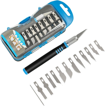 Precision Hobby Knife Set with 13 Blades - Craft and Exacto Knife Set for Art, Scrapbooking, Architecture Modeling, Crafting, Stenciling, Scoring - Versatile Art Knife Tool (Blue)
