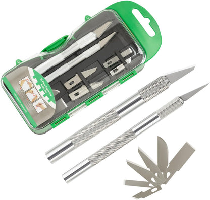 Precision Hobby Knife Set with 13 Blades - Craft and Exacto Knife Set for Art, Scrapbooking, Architecture Modeling, Crafting, Stenciling, Scoring - Versatile Art Knife Tool (Blue)