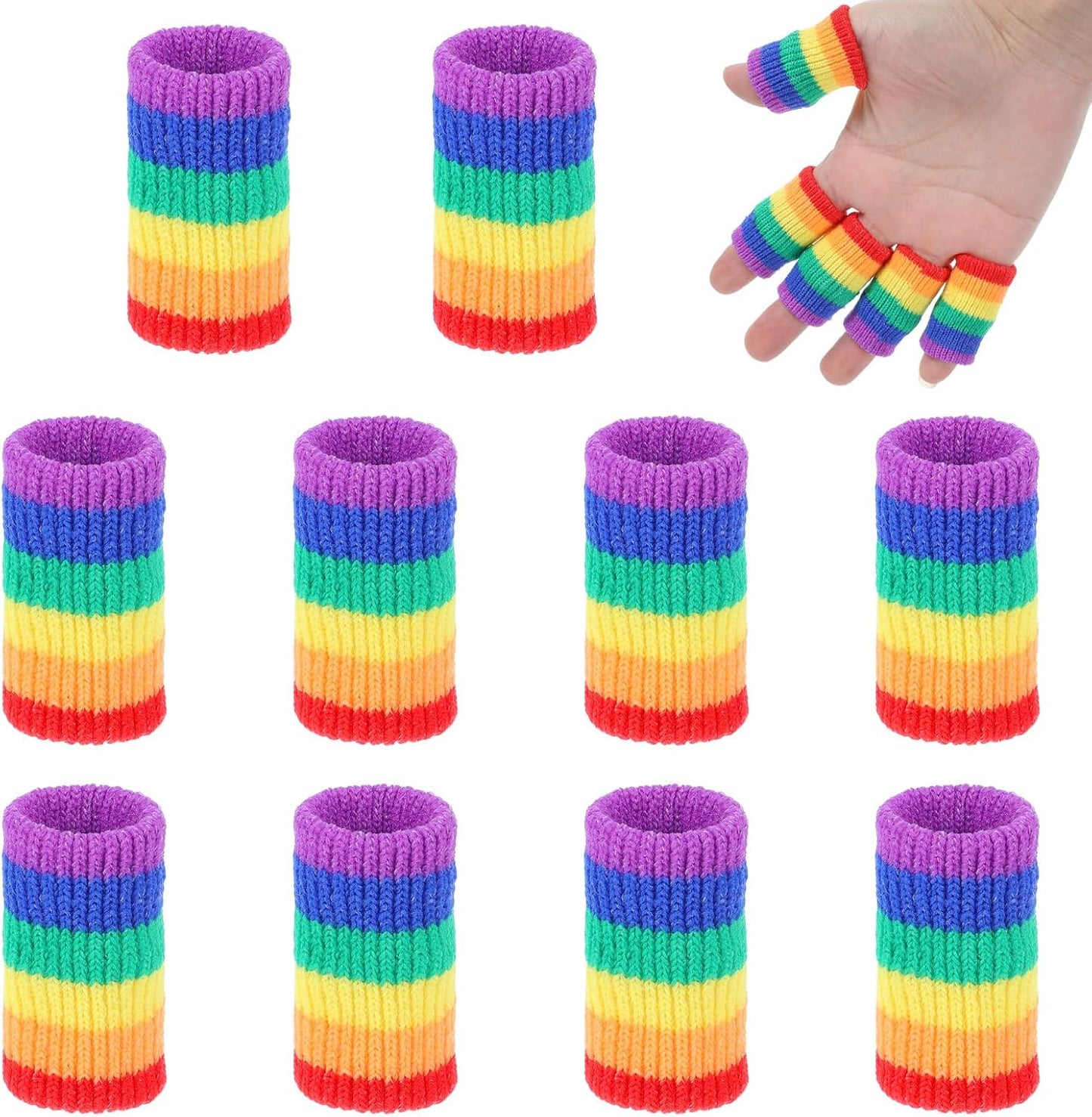 Crochet Finger Guard, 10 PCS Finger Covers Compression Finger Sleeves Elastic Knitting Finger Protector Breathable Protectors Sport Arthritis Swelling Cushion for Writing