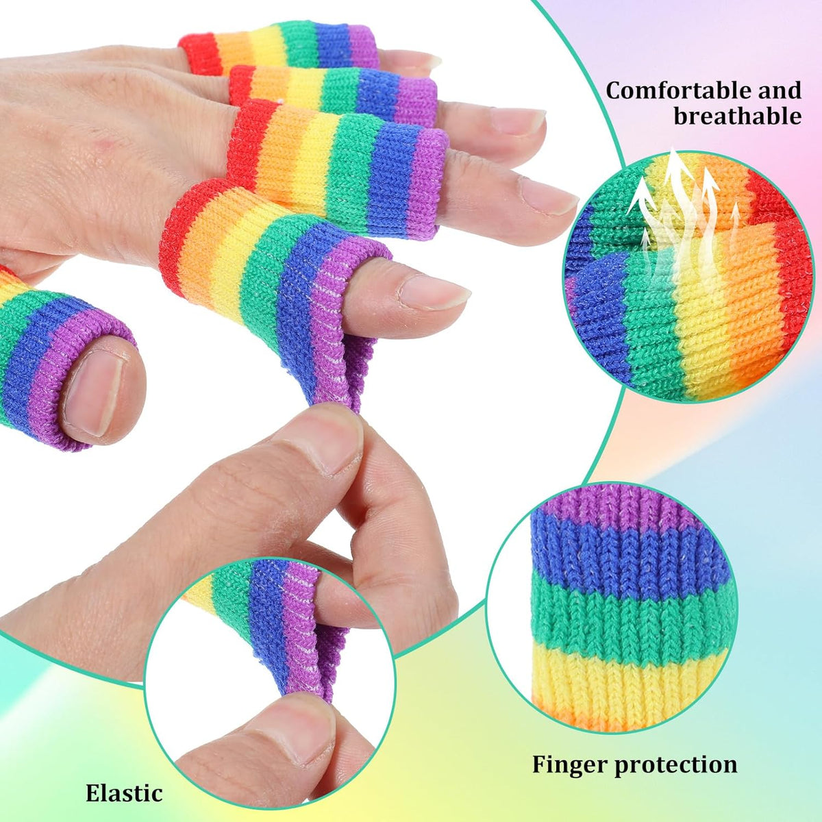 Crochet Finger Guard, 10 PCS Finger Covers Compression Finger Sleeves Elastic Knitting Finger Protector Breathable Protectors Sport Arthritis Swelling Cushion for Writing