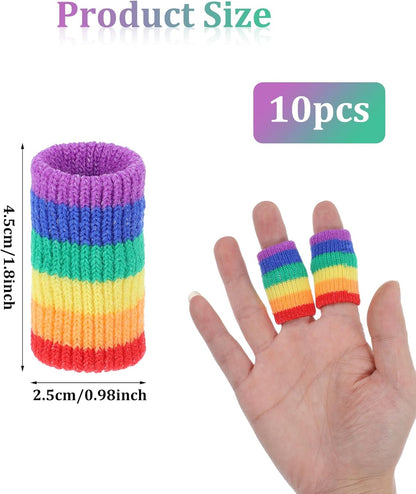 Crochet Finger Guard, 10 PCS Finger Covers Compression Finger Sleeves Elastic Knitting Finger Protector Breathable Protectors Sport Arthritis Swelling Cushion for Writing