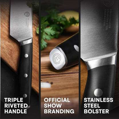 Chef Knife Set with Bag, Knife Roll Set with 5 Professional Quality Kitchen Knives for Precision Home Cooking, High Carbon Stainless Steel Blades & Triple Riveted Handles