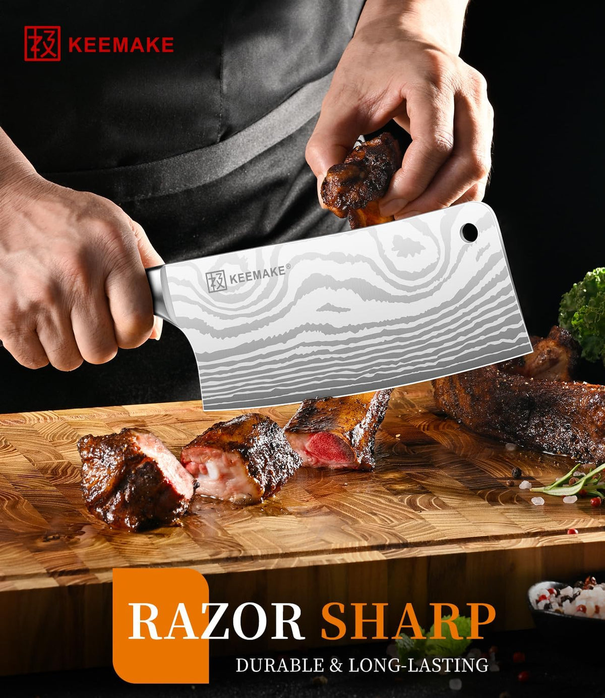 Meat Cleaver Knife 7 Inch Ultra Sharp 58+ HRC Butcher Knife