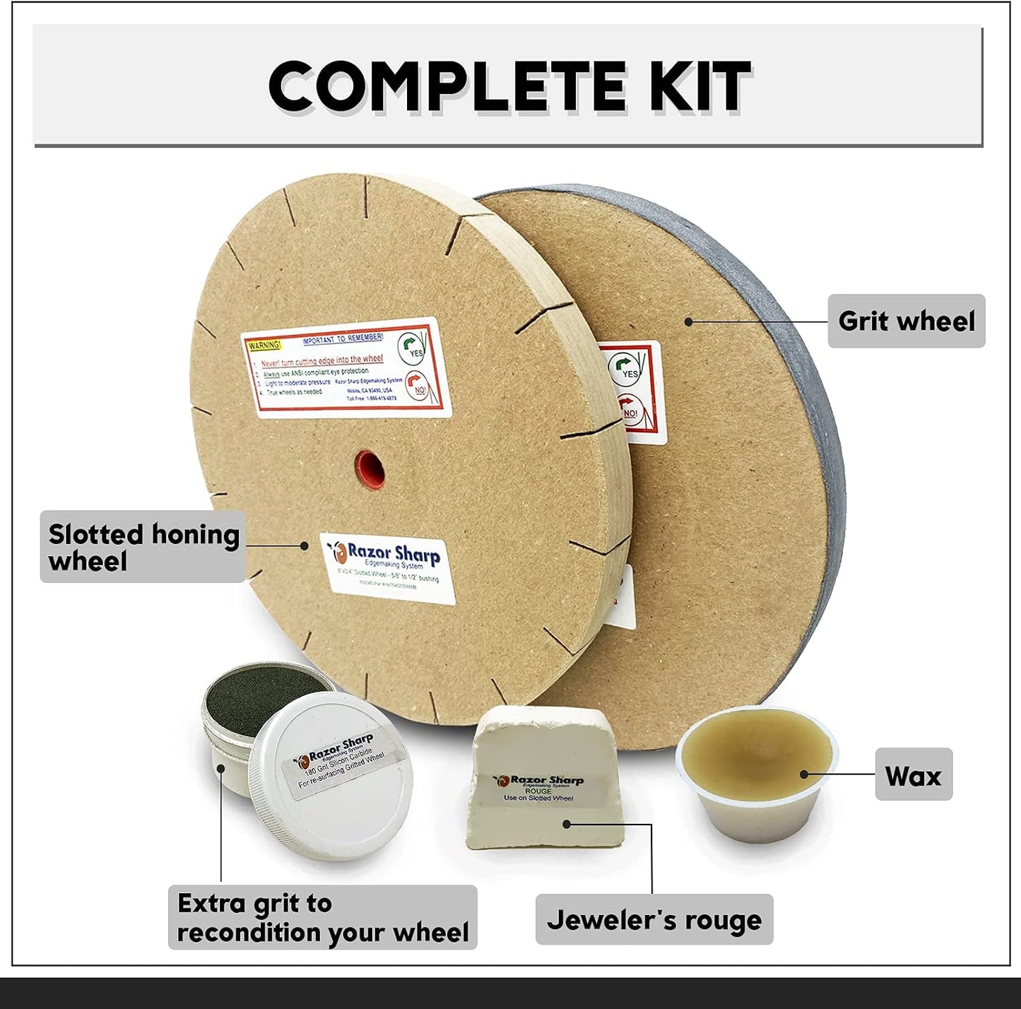 8 Inch Deluxe Blade Sharpening Kit, For 6 Inch Bench Grinder, Made In The Usa