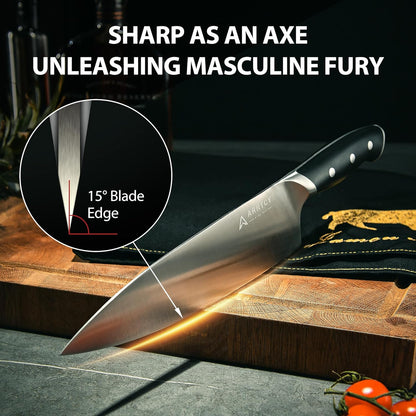 Knife Set with Block, Kitchen Knife Set 15-Piece with Sharpener - High Carbon Stainless Steel Dishwasher Safe Knives with Ergonomic Handles for Chef & Home