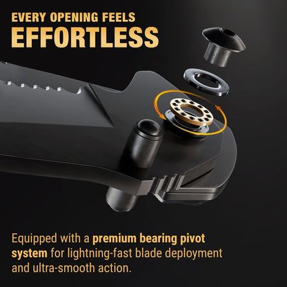 Legal Pocket Knife with 2.95” Serrated Blade, Glass Breaker, Seat Belt Cutter - EDC Sharp Folding Knives with Portable Clip - Small Tool for Tactical Camping Survival Hiking - Gifts for Men, Women