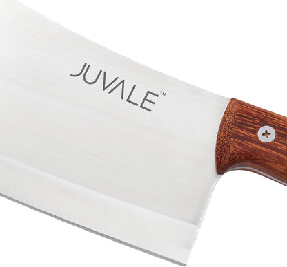 Meat Cleaver - 8-Inch Stainless Steel Blade, Wood Handle - Heavy-Duty Butcher Knife & Bone Cleaver for Beef Brisket, Meat Cutting & Chopping - Chopping Knife
