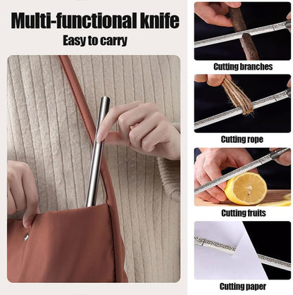 4.13" All-steel Fruit Knife with Sheath, Fixed Blade Flatware Knife with Cover, Multipurpose Stainless Steel Dinner Knife for Home, Kitchen, BBQ, Outdoor Cooking (Stick Shaped, Sliver)