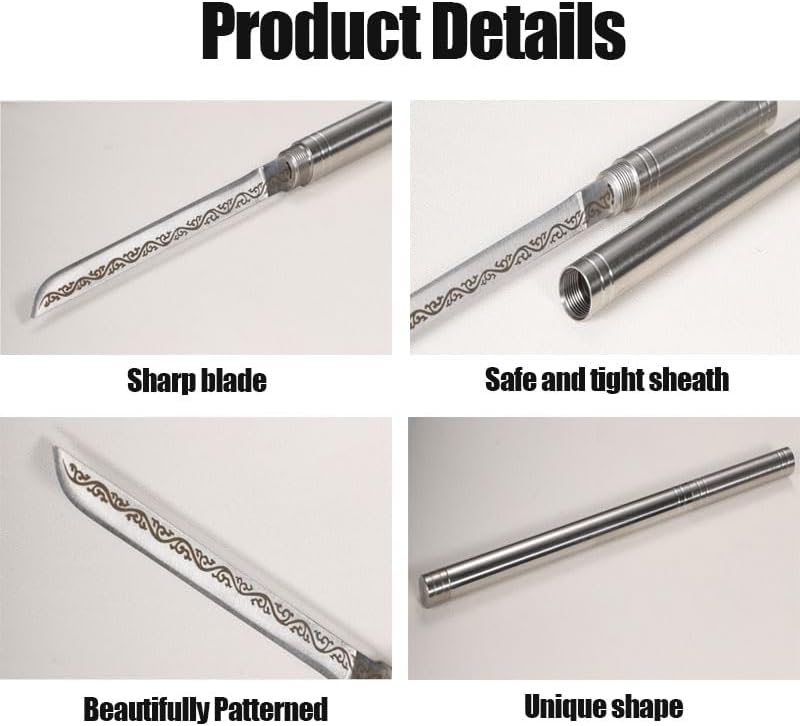 4.13" All-steel Fruit Knife with Sheath, Fixed Blade Flatware Knife with Cover, Multipurpose Stainless Steel Dinner Knife for Home, Kitchen, BBQ, Outdoor Cooking (Stick Shaped, Sliver)