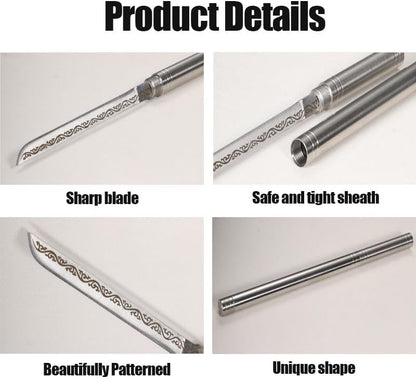 4.13" All-steel Fruit Knife with Sheath, Fixed Blade Flatware Knife with Cover, Multipurpose Stainless Steel Dinner Knife for Home, Kitchen, BBQ, Outdoor Cooking (Stick Shaped, Sliver)