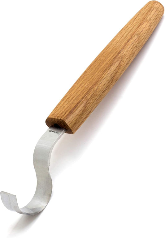 Hook Knife SK2 Oak 1.2" Blade - Wood Spoon Carving Tools - Gouge for Spoons Bowl Cups - Whittling Knife Curved Right Handed High Carbon Steel